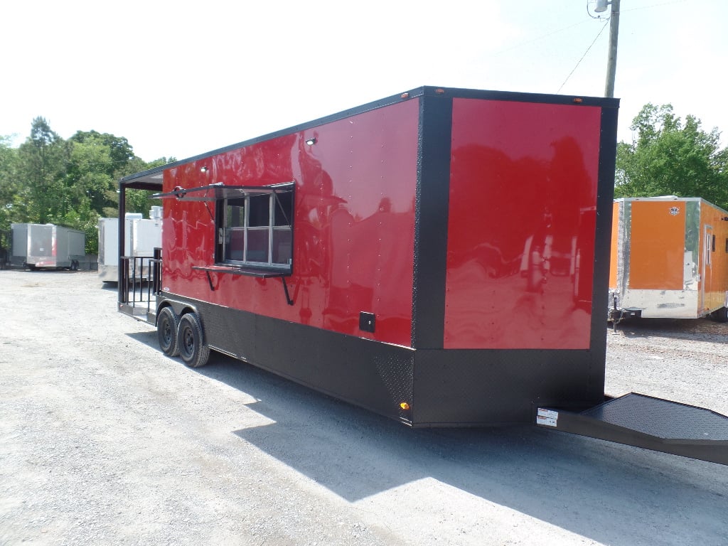 8.5' x 26' Red BBQ Event Catering Concession Food Trailer