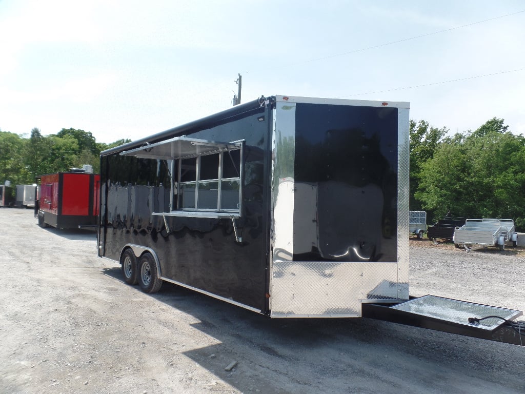 8.5' x 20' Black Concession Food Trailer With Appliances