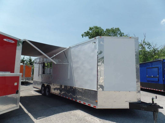 8.5' x 28' Concession Food White Catering Event Trailer - SLE Equipment - 1