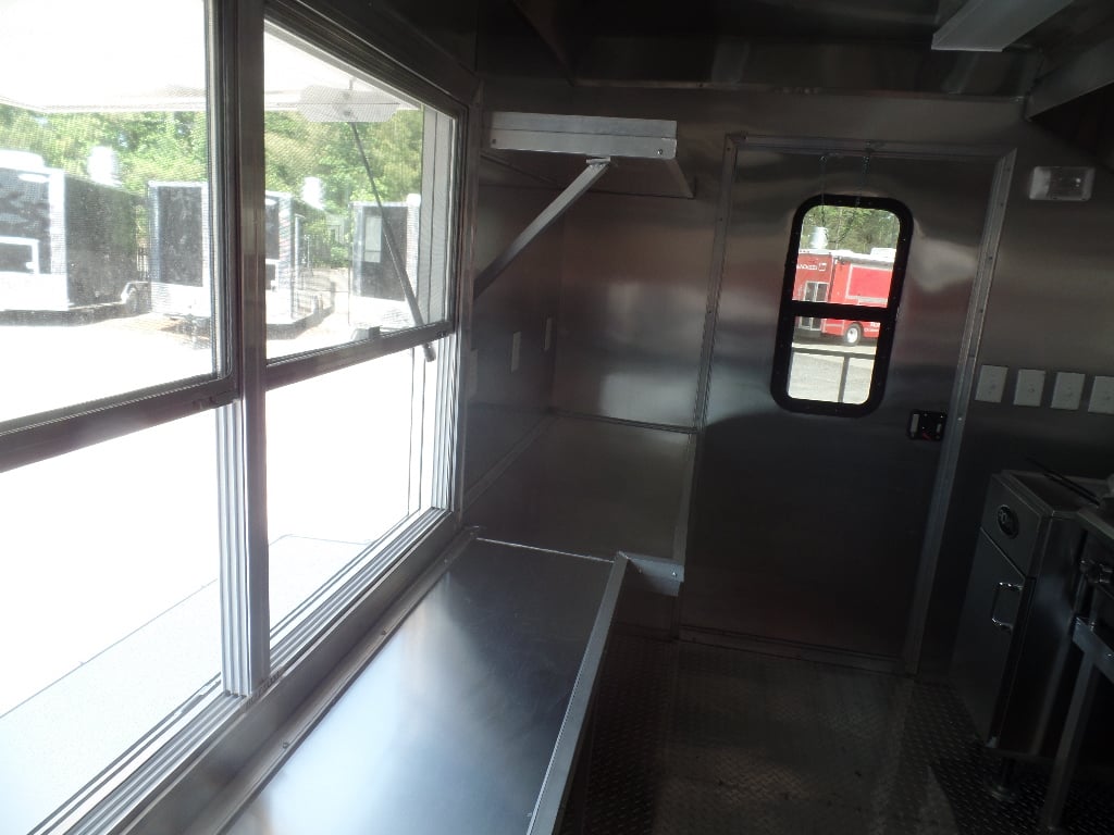 8.5' x 22' White Concession Porch Style BBQ Trailer With Appliances