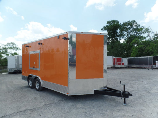 8.5' x 16' Orange Concession Food Trailer With Appliances