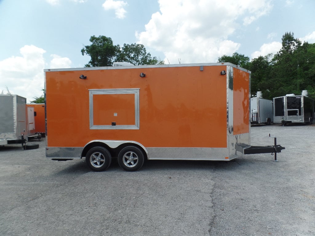 8.5' x 16' Orange Concession Food Trailer With Appliances