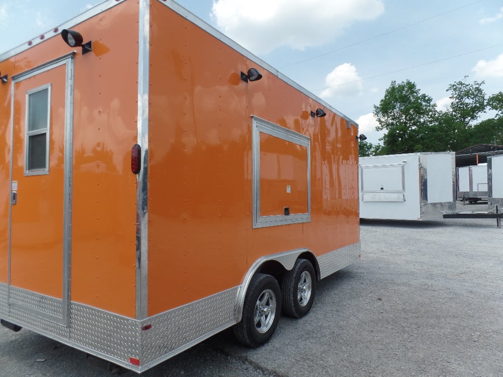 8.5' x 16' Orange Food Catering Event Concession Trailer