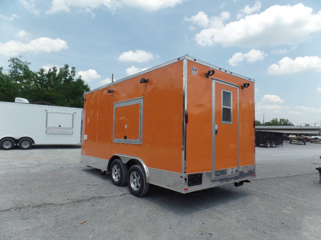 8.5' x 16' Orange Food Catering Event Concession Trailer