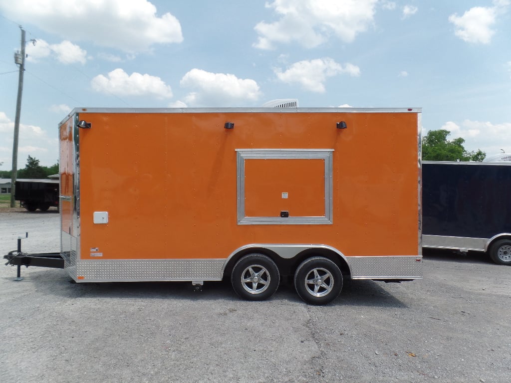 8.5' x 16' Orange Food Catering Event Concession Trailer