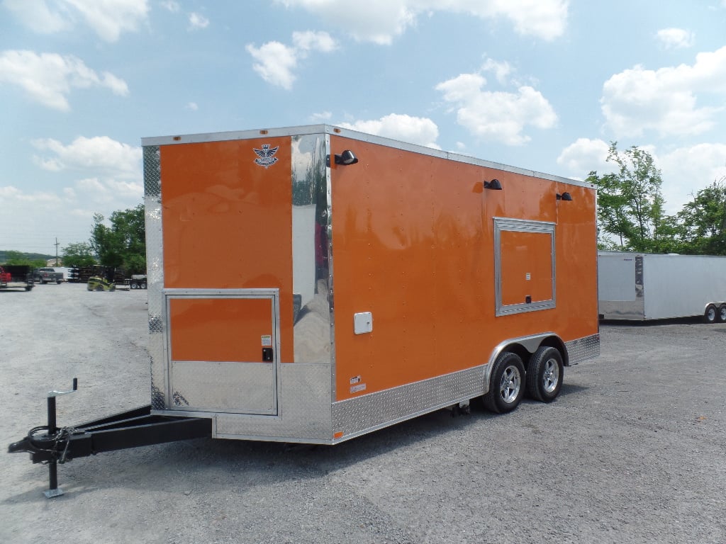 8.5' x 16' Orange Food Catering Event Concession Trailer