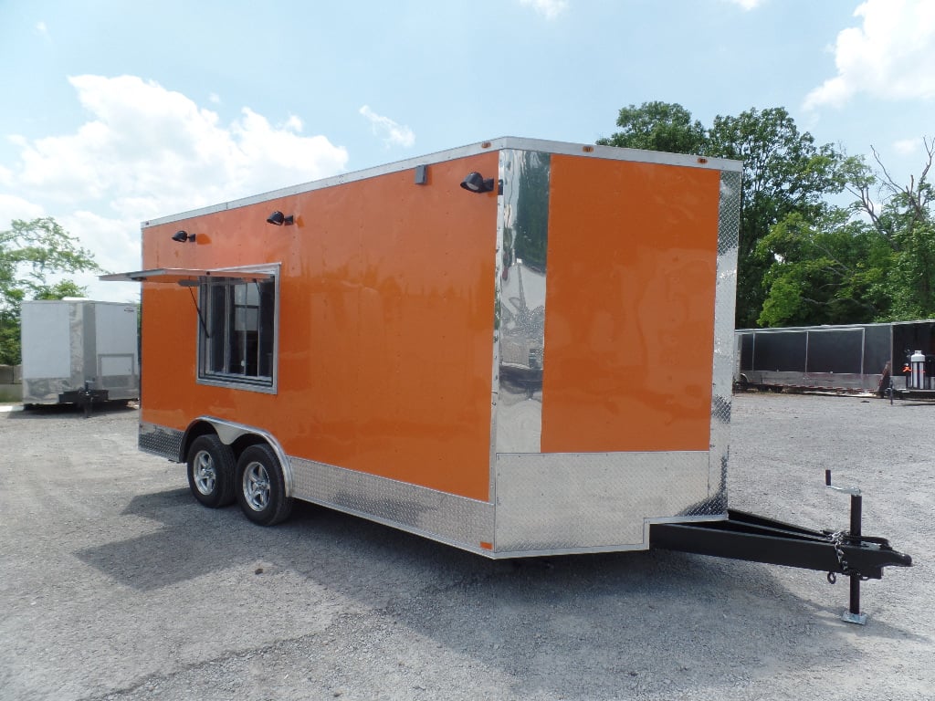 8.5' x 16' Orange Food Catering Event Concession Trailer