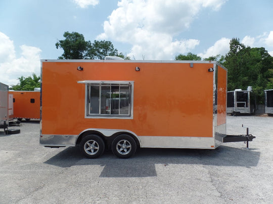 8.5' x 16' Orange Food Catering Event Concession Trailer