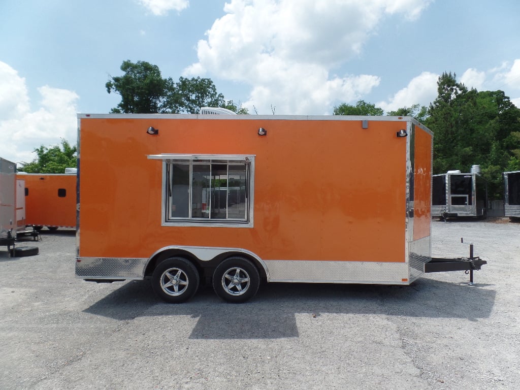 8.5' x 16' Orange Concession Food Trailer With Appliances