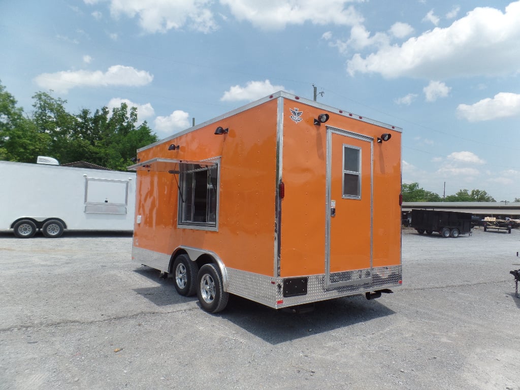 8.5' x 16' Orange Food Catering Event Concession Trailer