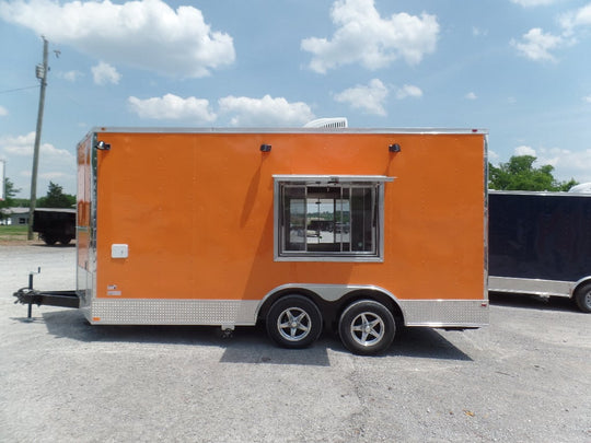 8.5' x 16' Orange Concession Food Trailer With Appliances