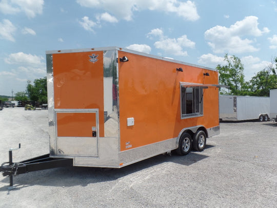 8.5' x 16' Orange Food Catering Event Concession Trailer