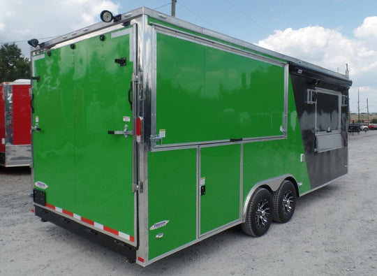 8.5' x 22' Concession Food Trailer Grey/Green With Appliances