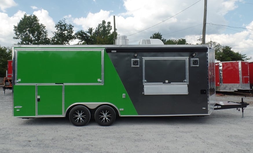 8.5' x 22' Concession Food Trailer Grey/Green With Appliances