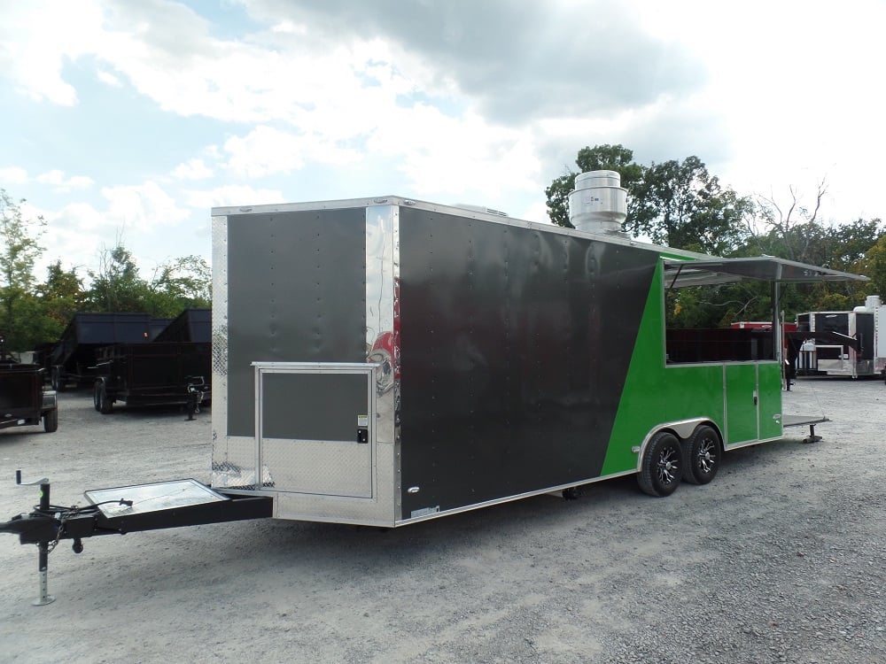 8.5' x 22' Concession Food Trailer Grey/Green Event Catering