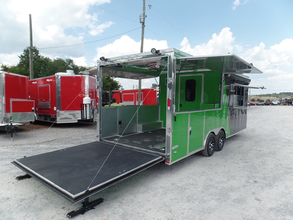 8.5' x 22' Concession Food Trailer Grey/Green Event Catering