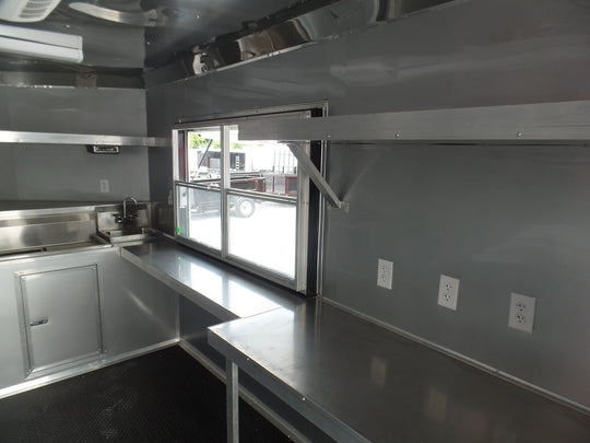 8.5' x 22' Concession Food Trailer Grey/Green Event Catering