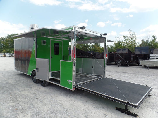 8.5' x 22' Concession Food Trailer Grey/Green With Appliances