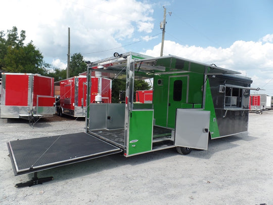 8.5' x 22' Concession Food Trailer Grey/Green Event Catering