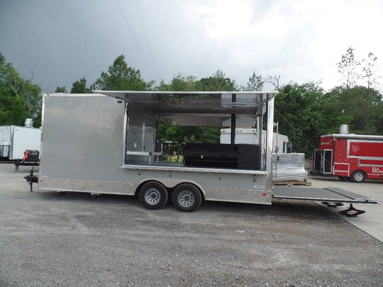 8.5' x 20' Concession Food Dove Grey BBQ Trailer With Appliances - SLE Equipment - 1