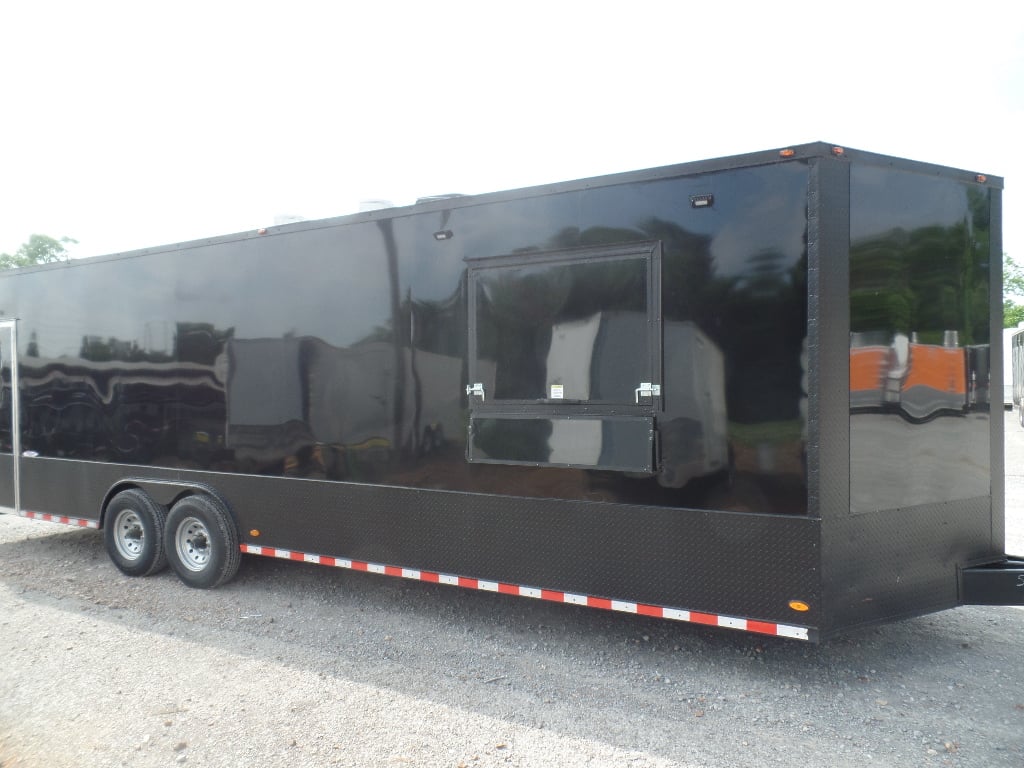 8.5' x 28' Black Concession Food Event Trailer