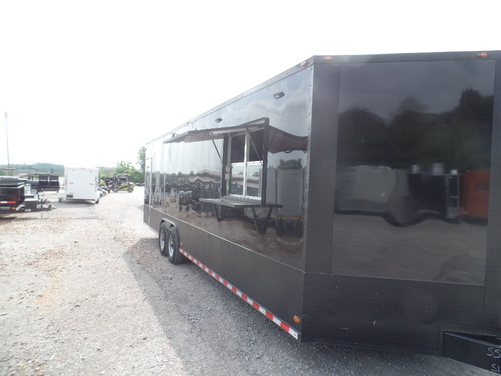 8.5' x 28' Black Concession Food Event Trailer