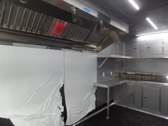 8.5' x 36' Gooseneck Charcoal Grey Concession Food Catering Trailer - SLE Equipment - 2