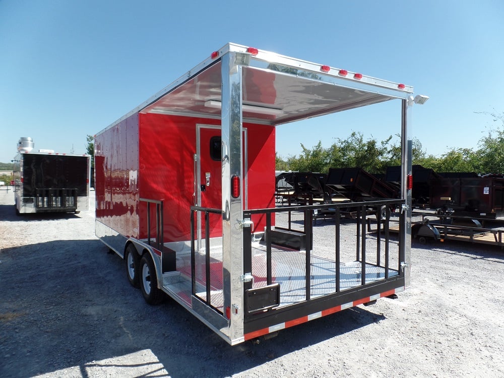 8.5' x 22' Concession Food Trailer Red With Appliances