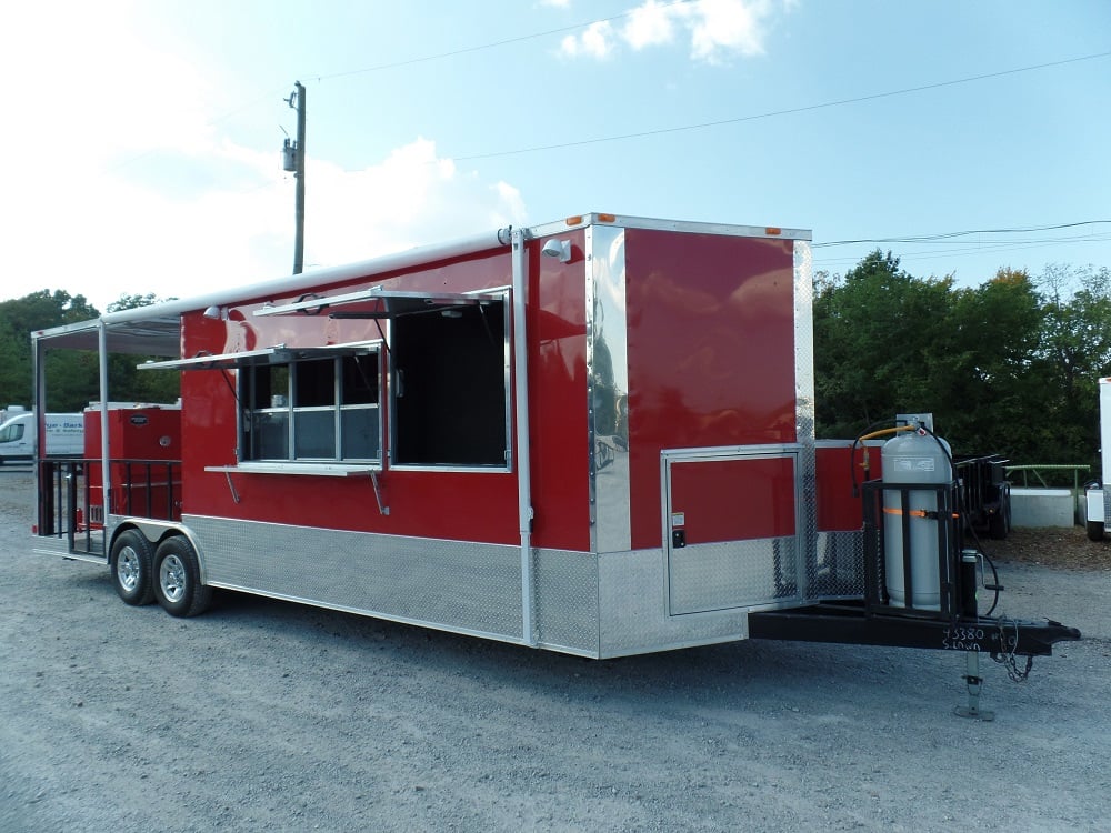 8.5' x 26' Concession Food Trailer Red Event Catering