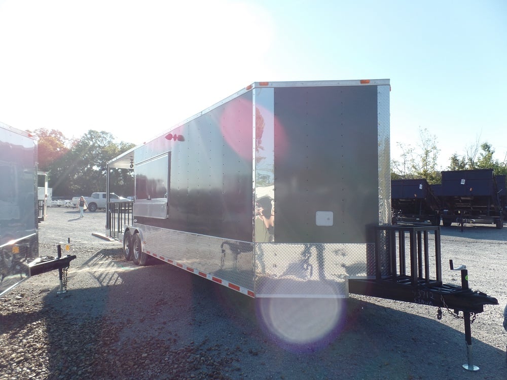 8.5' x 30' Concession Food Trailer Charcoal Grey Event Catering