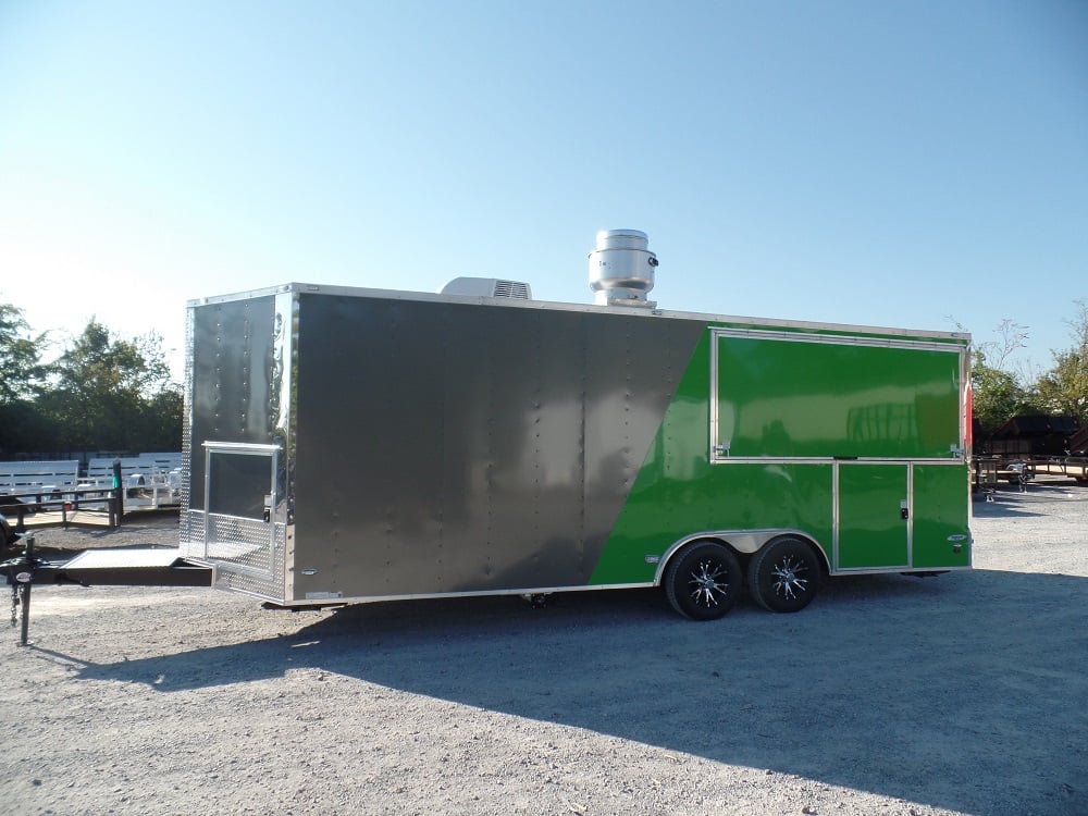 8.5' x 22' Concession Food Trailer Grey/Green With Appliances