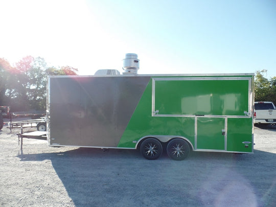 8.5' x 22' Concession Food Trailer Grey/Green With Appliances