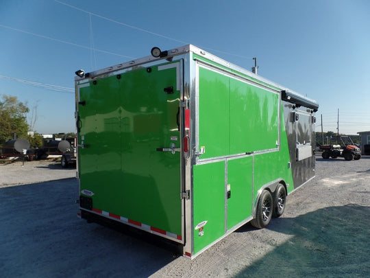 8.5' x 22' Concession Food Trailer Grey/Green Event Catering