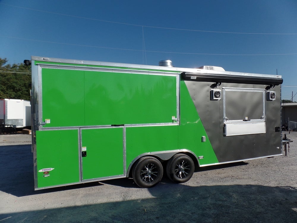 8.5' x 22' Concession Food Trailer Grey/Green Event Catering