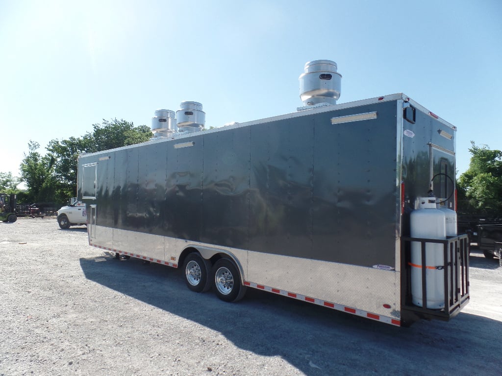 8.5' x 36' Gooseneck Charcoal Grey Concession Food Trailer With Appliances