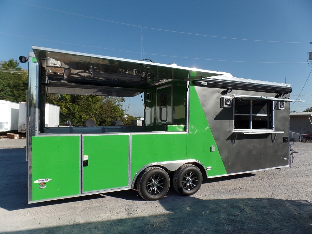 8.5' x 22' Concession Food Trailer Grey/Green Event Catering