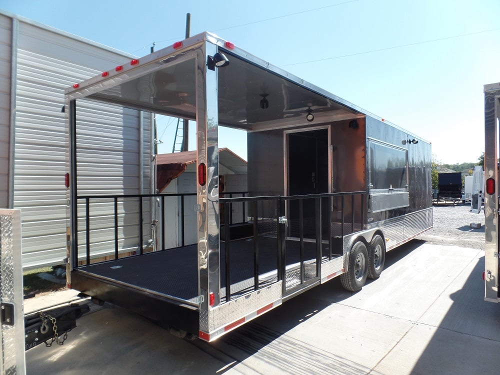 8.5' x 30' Concession Food Trailer Charcoal Grey Event Catering