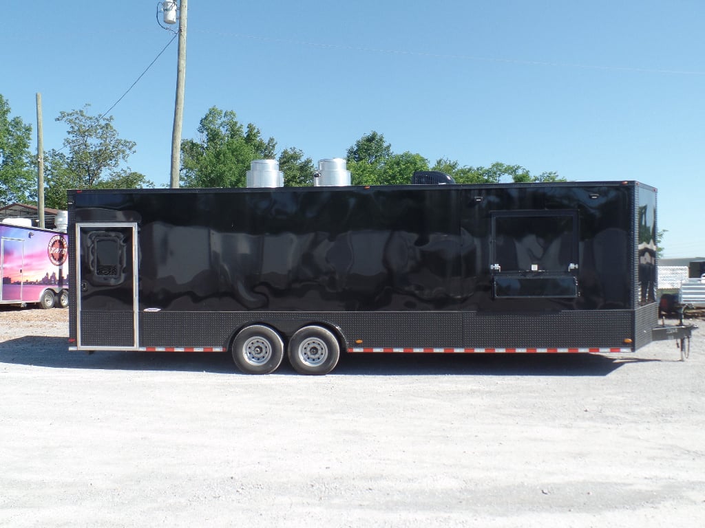 8.5' x 28' Food Concession Black Trailer With Appliances