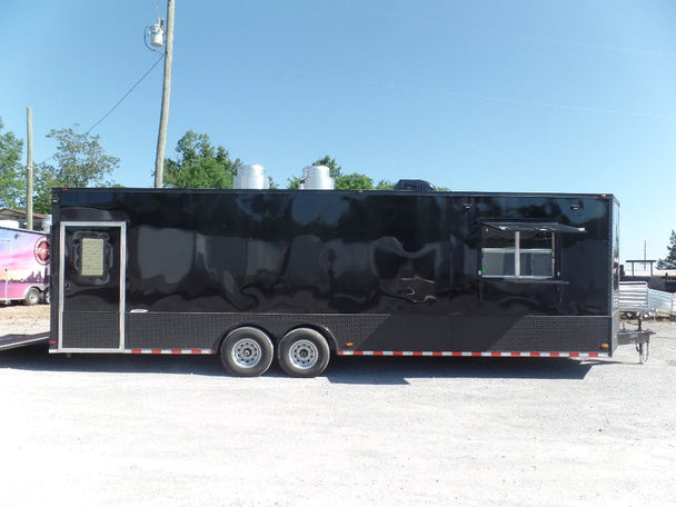 8.5' x 28' Food Concession Black Trailer With Appliances