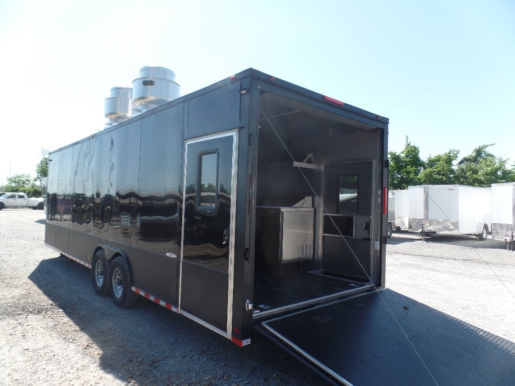 8.5' x 28' Food Concession Black Trailer With Appliances