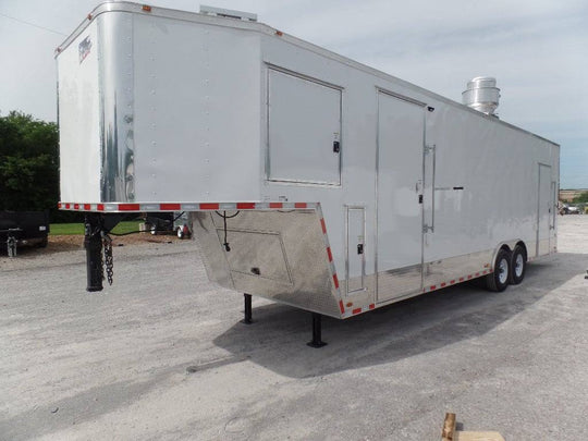 8.5' x 34' Gooseneck Concession Enclosed Food Event Trailer - SLE Equipment - 1