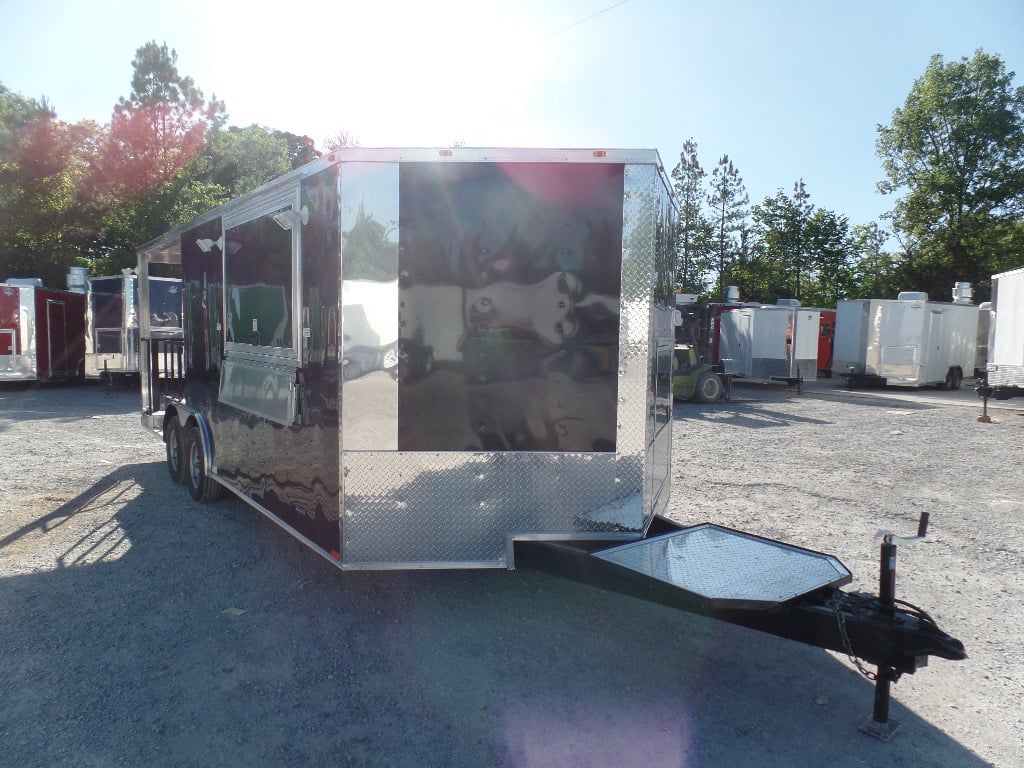 8.5' x 20' Black Porch Style Concession Food Trailer