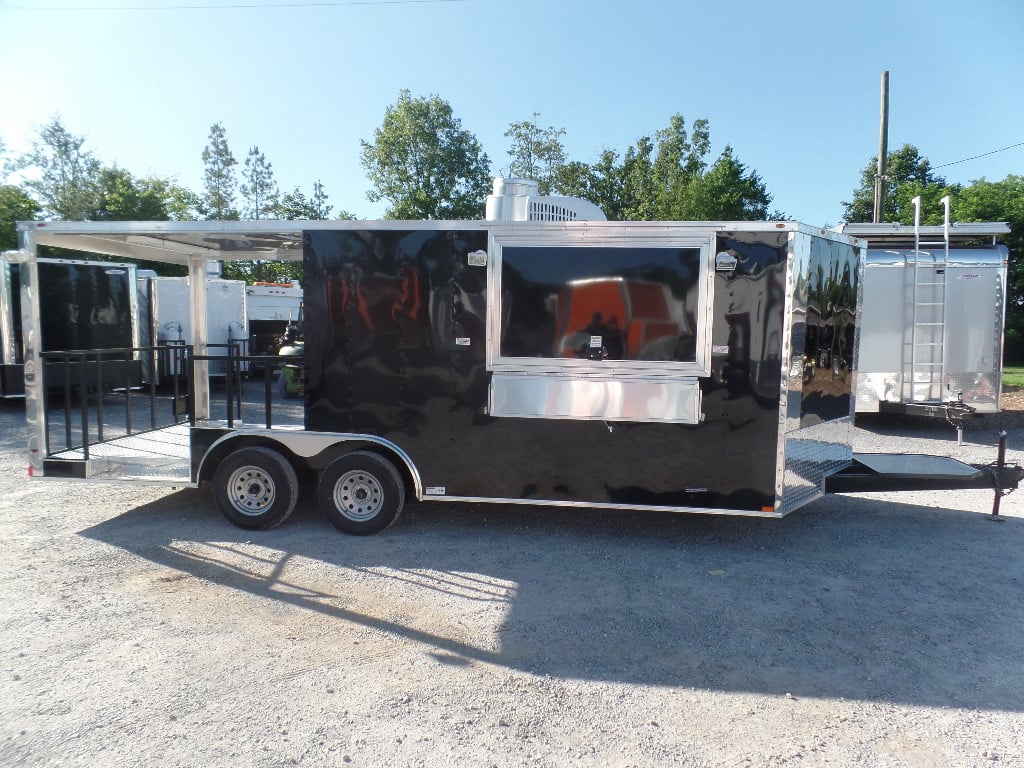 8.5' x 20' Black Porch Style Concession Food Trailer