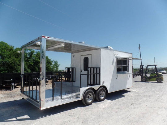 8.5' x 22' White BBQ Porch Concession Food Event Catering - SLE Equipment - 1