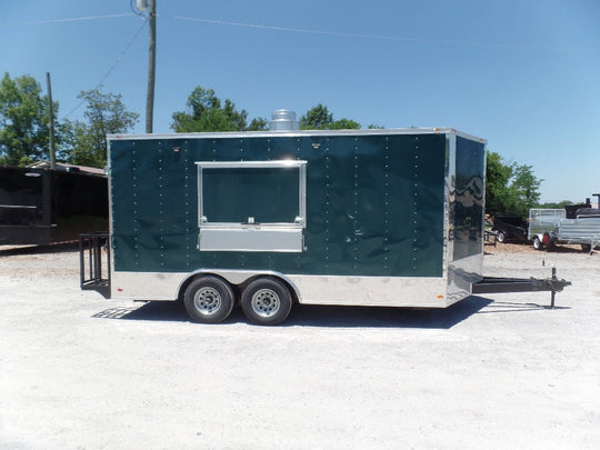 8.5' x 16' Emerald Green Food Event Concession Trailer