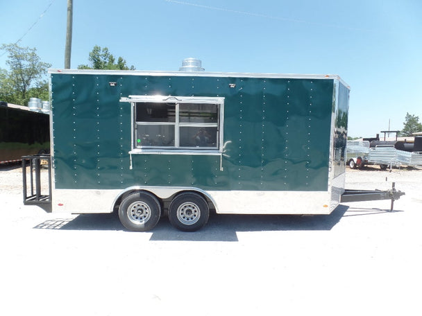 8.5' x 16' Emerald Green Food Event Concession Trailer