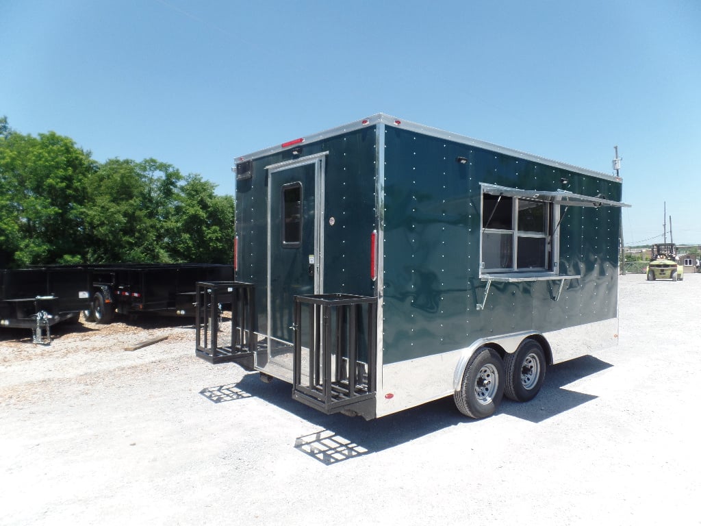 8.5' x 16' Emerald Green Food Event Concession Trailer