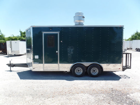 8.5' x 16' Emerald Green Food Event Concession Trailer