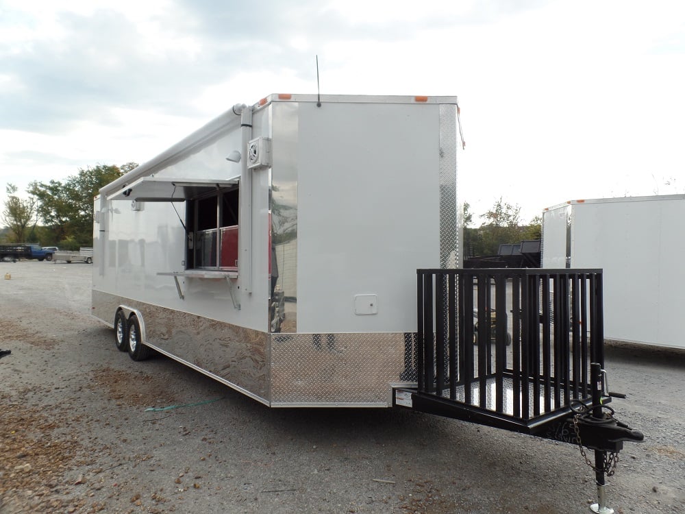 8.5' x 26' Concession Food Trailer White Event Catering