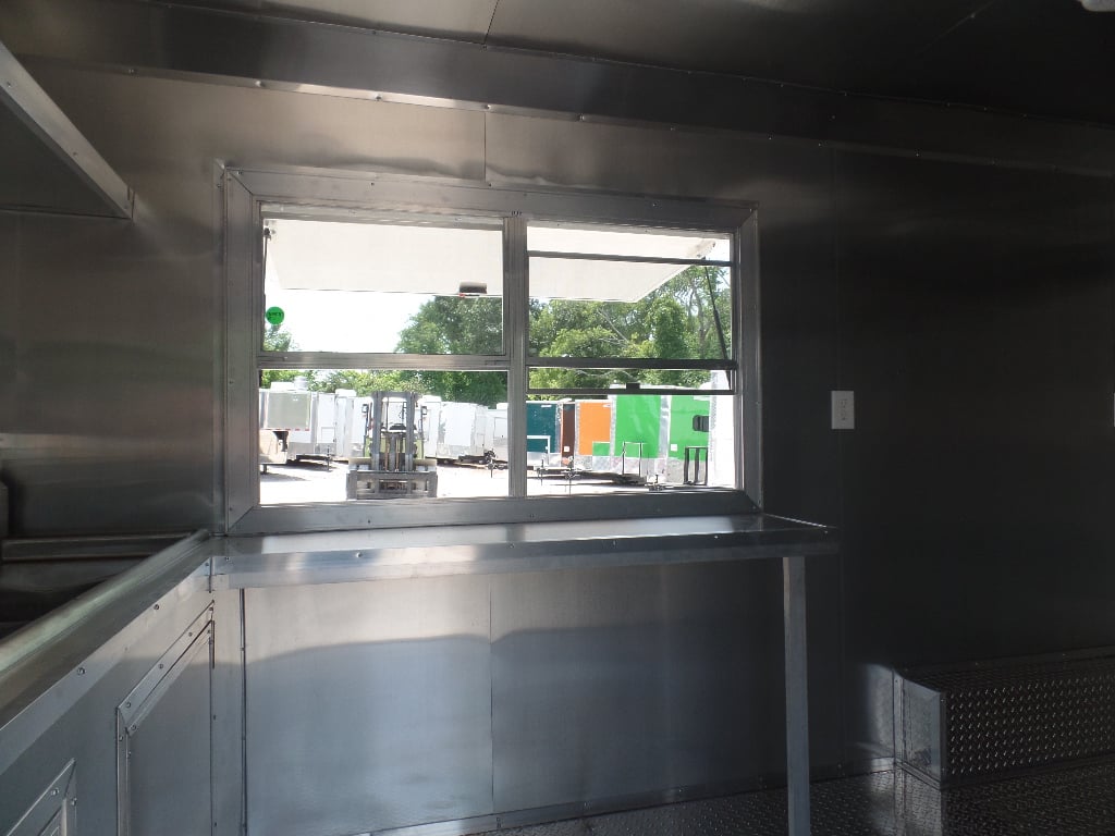 8.5' x 20' Black And Orange Food Catering Concession Trailer